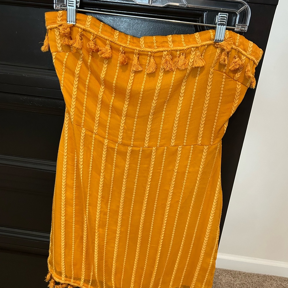 Wild Honey Mustard Tassel Mini Dress